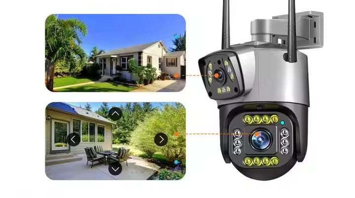 Cameră Supraveghere Inteligentă cu 2 Camere AT PERFORMANCE® – 4MP, WiFi, Audio, Vedere Nocturnă, Rotire 360° Orizontală